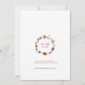 デザートテラコッタダスティバラフローラブライダルシャワー 招待状 (裏面)