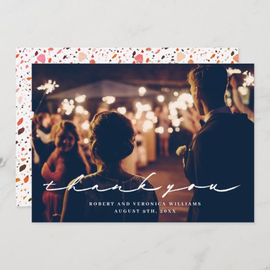 デザートテラゾ結婚の写真 サンキューカード (正面/裏面)