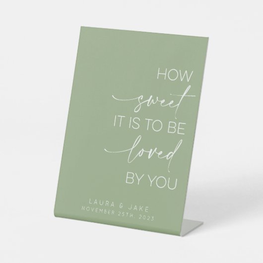 デザートテーブルの看板 – 愛される甘さ 台座サイン (正面)