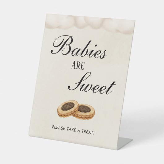 デザートテーブルベビーがベビーシャワースイーツを醸造している 台座サイン (正面)