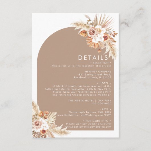 デザートドライフラワーアーチパンパステラコッタ詳細 エンクロージャーカード (正面)