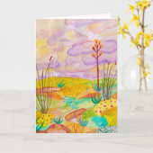 デザートドリームズウォーターカラーニューメキシコカスタム カード (黄色い花)