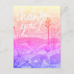 デザートドリームズウォーターカラーニューメキシコ感謝してい夕日 ポストカード