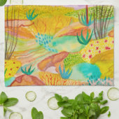 デザートドリームズガーデンウォーターカラーニューメキシコ キッチンタオル (折り畳み)