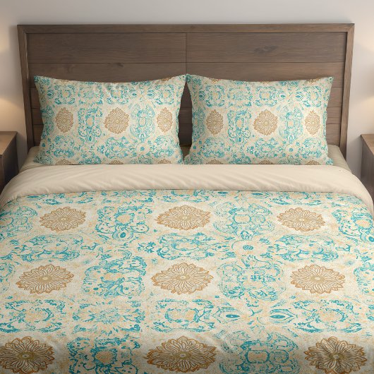 デザートドリームヴィンテージサンド&ターコイズ開花 枕カバー