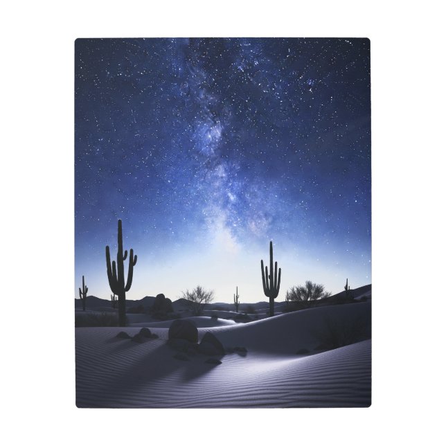 デザートナイトと星 – スターライトスタイル メタルプリント (正面)