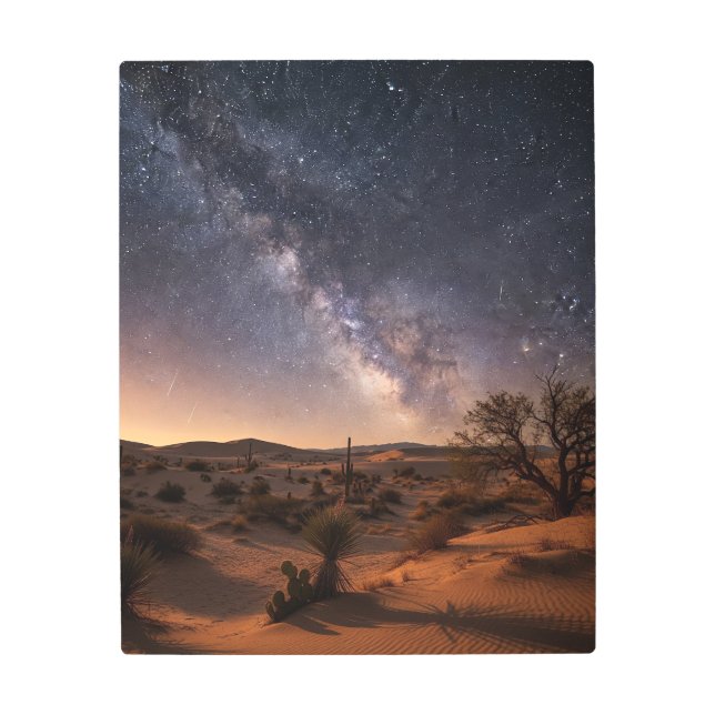 デザートナイトと星 – スターライトスタイル メタルプリント (正面)