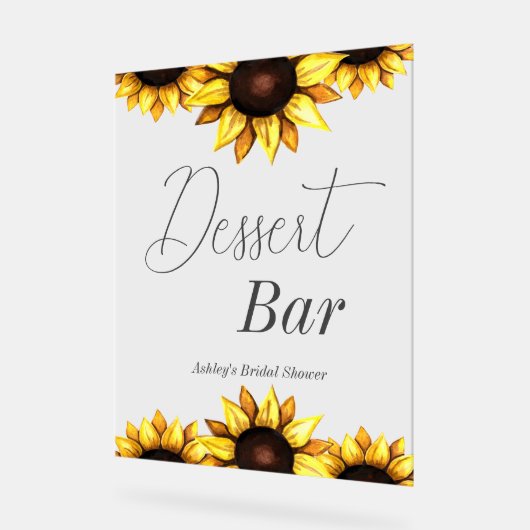デザートバー結婚ひまわりブライダルシャワー アクリルサイン (傾斜)