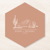 デザートビ結婚ーブズランドスケープテラコッタID1019 ペーパーコースター (正面)