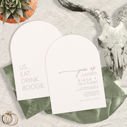 デザートビ食べーブドリンクブギーアイボリーアーチID1019 招待状