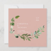 デザートピンクのユーカリの結婚式の日付を保存 セーブザデート (正面)