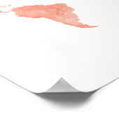 デザートピンクの水のカラーワールドマップ ポスター (角)