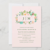 デザートピンク多肉植物のウェディング招待状 招待状 (正面)