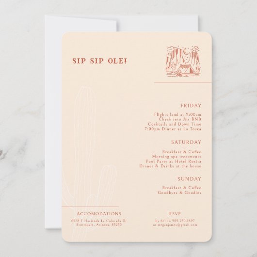 デザートフミニマルィエスタ |バチェロレッテ週末 招待状 (裏面)