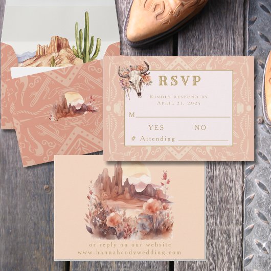 デザートフラワーズ ウェスタン ウェディング 返信 RSVP カード