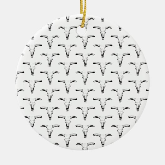 デザートブルスカルとホーンウェスタンカスタムカラー セラミックオーナメント (正面)