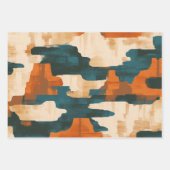 デザートブルーとブラウン抽象芸術ウェスタン ラッピングペーパーシート (正面3)