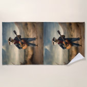 デザートブルース：メルカットのデニム・ギタージャム。 ビーチタオル (正面)