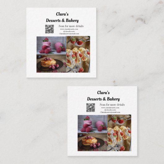 デザートベーカリーレストラン追加ネーム詳細文字 スクエア名刺 (正面/裏面)