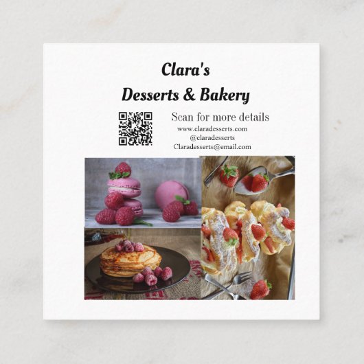 デザートベーカリーレストラン追加ネーム詳細文字 スクエア名刺 (裏面)
