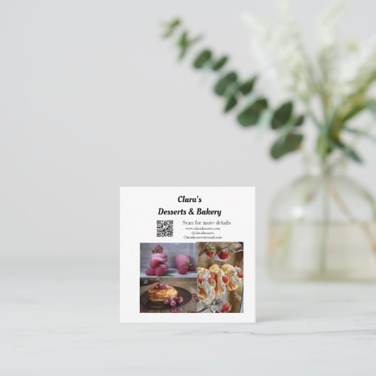 デザートベーカリーレストラン追加ネーム詳細文字 スクエア名刺 (スタンド正面)