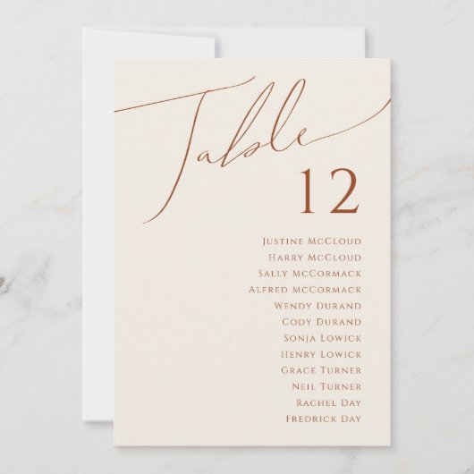 デザートベージュお洒落テーブル番号チャートDIGITAL 招待状 (正面)