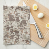 デザートベージュスタイルデジタルカモフラージュ キッチンタオル (四つ折り)