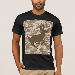 デザートベージュデジタルカモフラージ鹿迷彩柄パターン Tシャツ