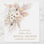 デザートホワイトローズパンパスグラスブライダルシャワー ワインラベル (シングルラベル)