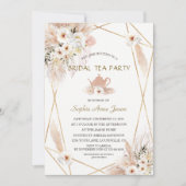 デザートホワイトローズパンパスグラスブライダルシャワー 招待状 (正面)