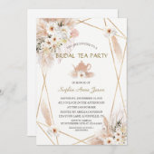 デザートホワイトローズパンパスグラスブライダルシャワー 招待状 (正面/裏面)