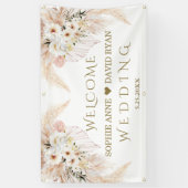 デザートホワイトローズ結婚金ゴールドのウェルカムサイン 横断幕 (縦)