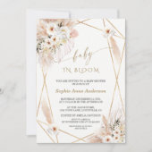 デザートホワイトローズ葉金ゴールドベビーイン開花 招待状 (正面)