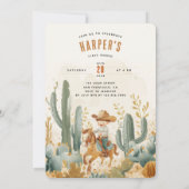 デザートホームダウン – ウェスタンロデオテーマド誕生日 招待状 (裏面)