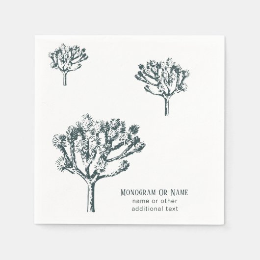 デザートボホジョシュアツリーパーソナルファミリーの姓 スタンダードカクテルナプキン (正面)