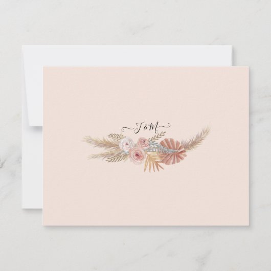 デザートボホパンパスグラスフローランホ結婚ーリージズ 招待状 (裏面)