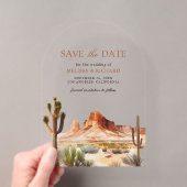 デザートマウンテンサボテンウエディングSave the Date アクリル招待状 (インサイチュ (ポータブル))