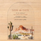 デザートマウンテンサボテンウエディングSave the Date アクリル招待状 (正面)