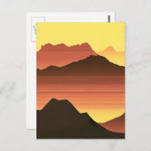 デザートマウンテンサンセットオレンジとブラウン ポストカード (正面/裏面)