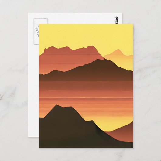 デザートマウンテンサンセットオレンジとブラウン ポストカード (正面/裏面)