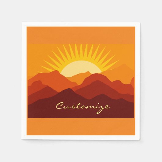 デザートマウンテンズサンセットサンダーコーブ スタンダードカクテルナプキン (正面)