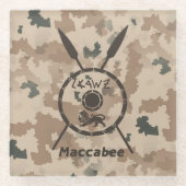 デザートマカビーシールドと槍 ガラスコースター (正面)