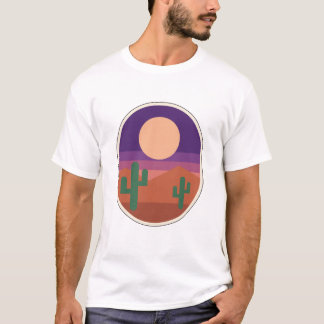 デザートムーン・レトロサボテン・サウスウェストランドスケープ Tシャツ