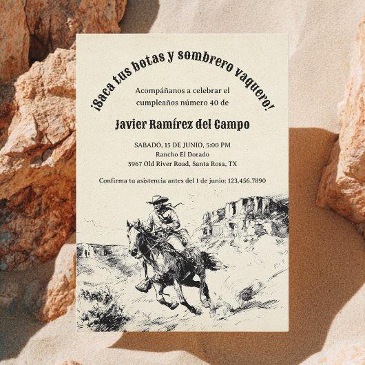 デザートメキシコスペインカウボーイブルパーティー 招待状