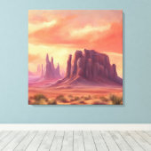 デザートメサカラフルモニュメントバレービュート キャンバスプリント (インサイチュ (ウッドフロア))