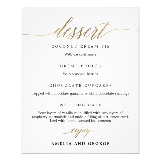 デザートメニューサイズの選択 フォトプリント (正面)