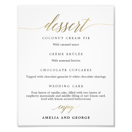 デザートメニューサイズの選択 フォトプリント (正面)