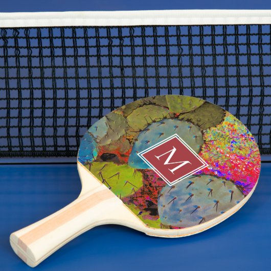 デザートモノグラムプリックリーナシサボックピンク緑 卓球ラケット (インサイチュ)