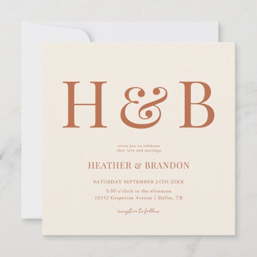 デザートモノグラム結婚ズスクエア招待状 セーブザデート (正面)