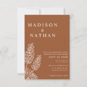 デザートユッカエレガントフラワーテラコッタ結婚ズ 招待状 (正面)